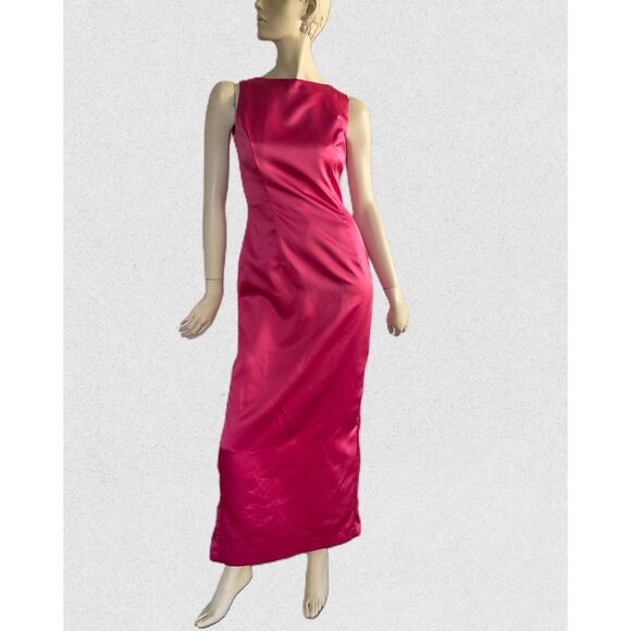 1990s Jessica McClintock Dress, Size 6, Hot Pink Sheath Dress - Picture 1 of 9